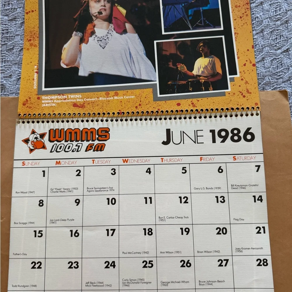 MMS Design Studio 1986 Calendar - Bold Red and Yellow